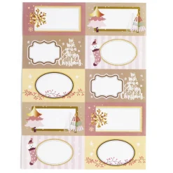 Étiquette cadeau autocollante Merry Christmas rose 4x8cm x10 < Gifi Best