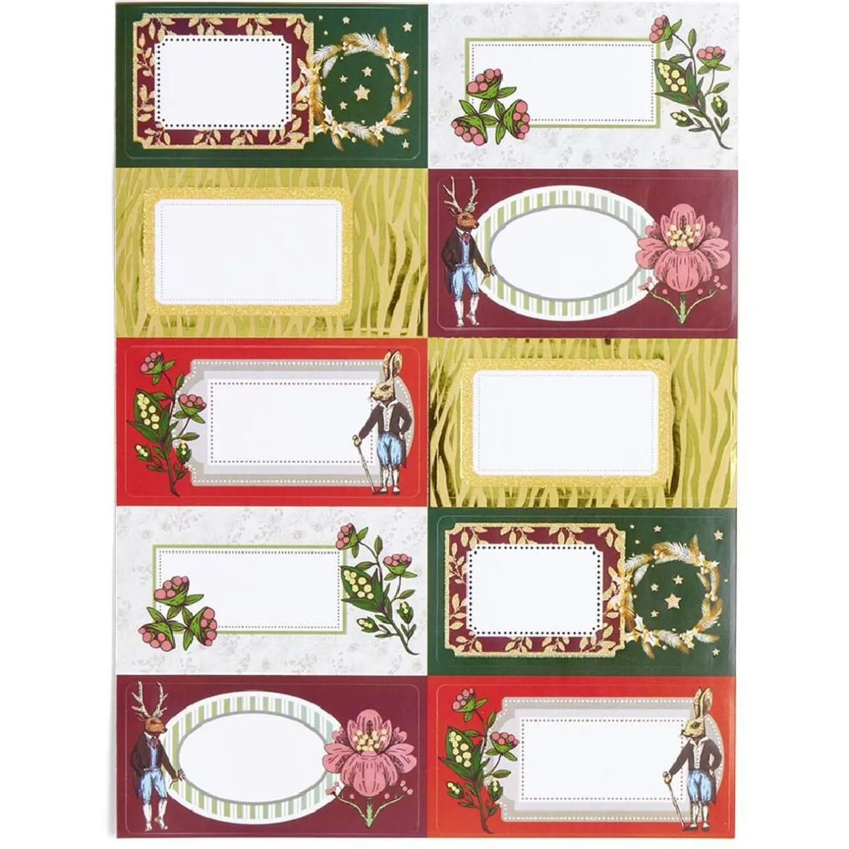 Étiquette cadeau autocollante Noël fleurs vintage lapin 4x8cm x10 < Gifi Online