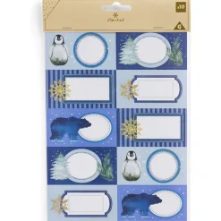 Étiquette cadeau autocollante Noël motif polaire 4x8cm x10 < Gifi