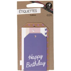 Étiquette cadeau décor violet x6