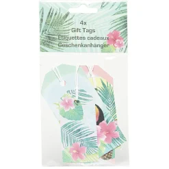 Étiquette cadeau motif tropical x4