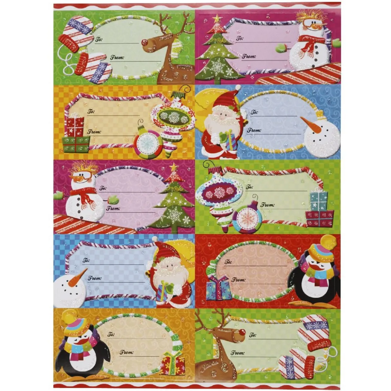 Étiquette pailletée papier cadeau x10