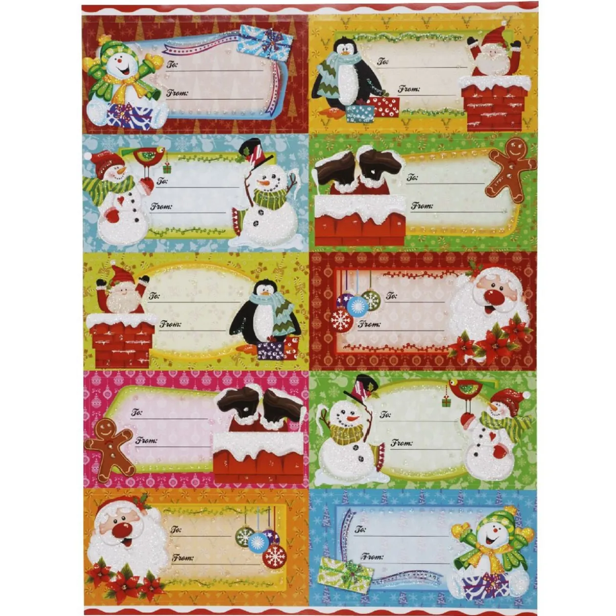 Étiquette pailletée papier cadeau x10