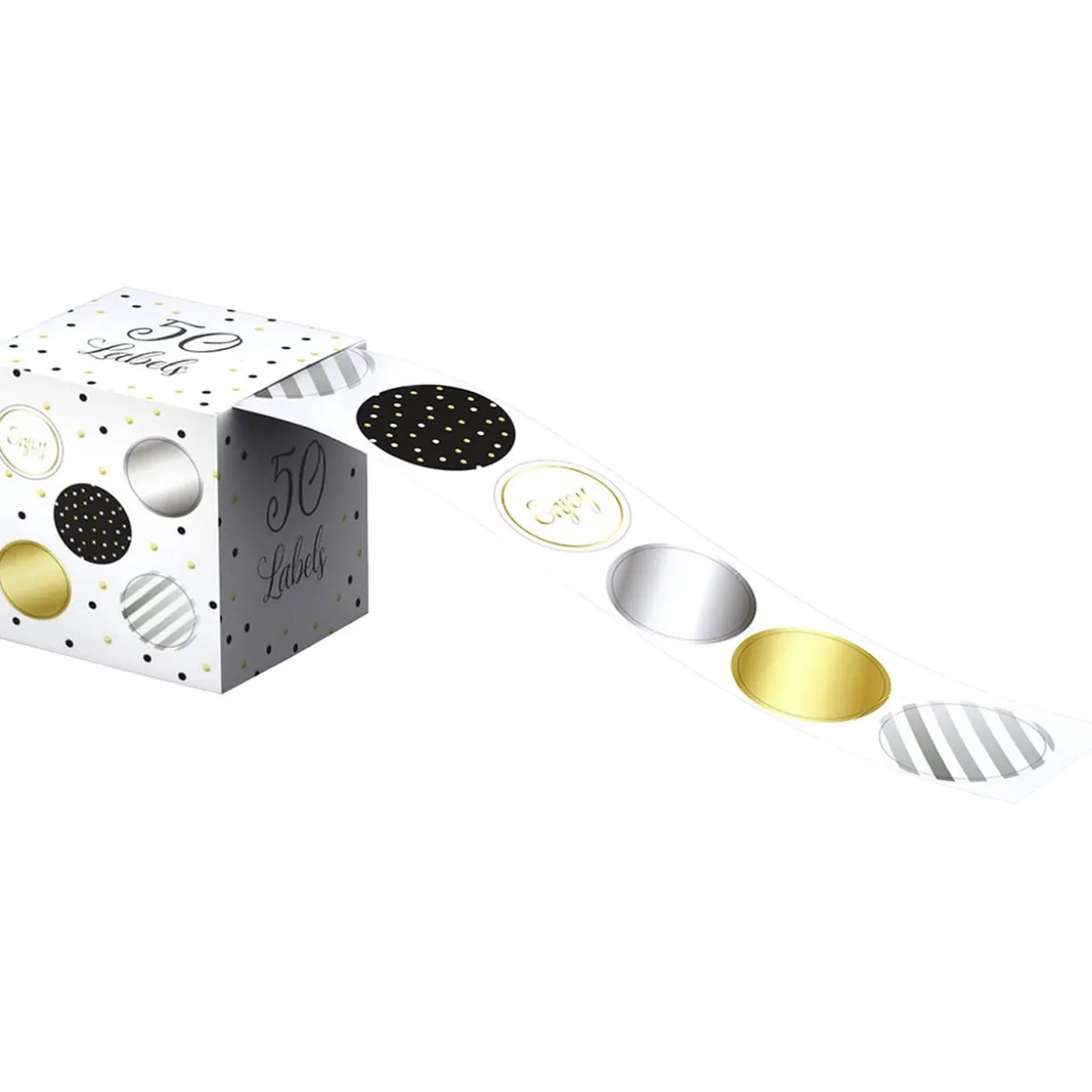 Étiquette pour cadeau 5 décors thème argenté doré x50