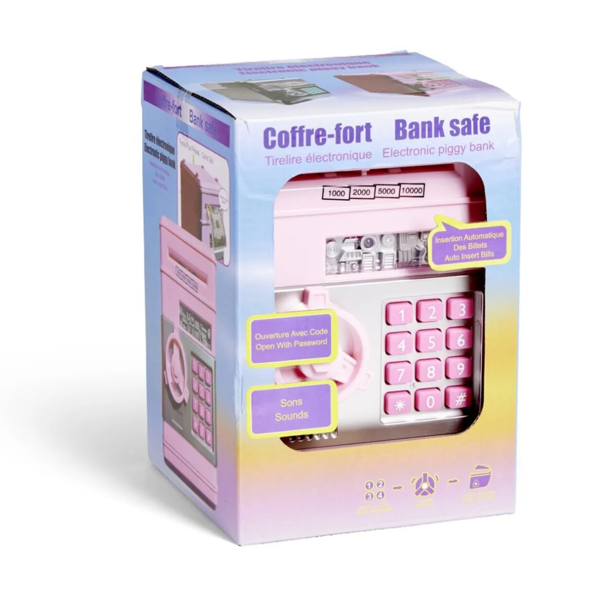 Tirelire coffre-fort 13,5x13,5xH19,5cm < Gifi Discount
