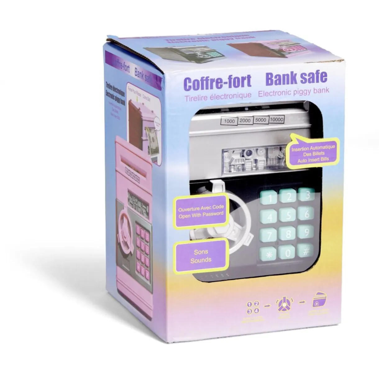 Tirelire coffre-fort 13,5x13,5xH19,5cm < Gifi Discount