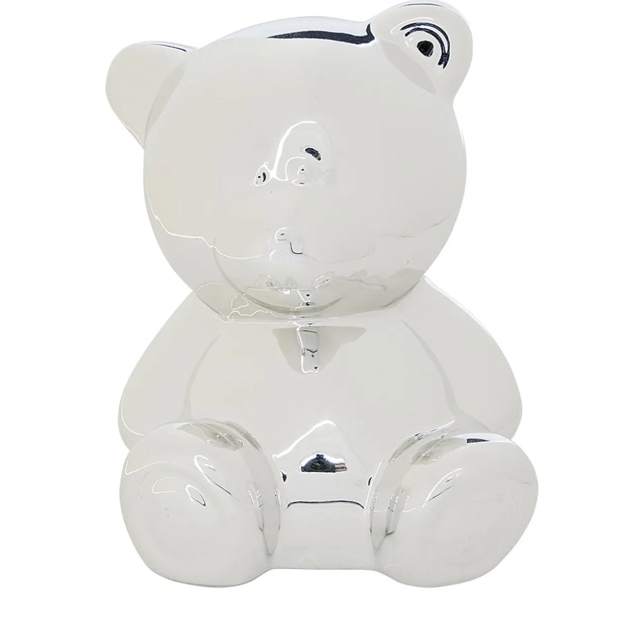 Tirelire forme ours métallisé en céramique H10,5cm