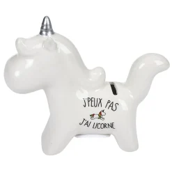 Tirelire licorne céramique blanche