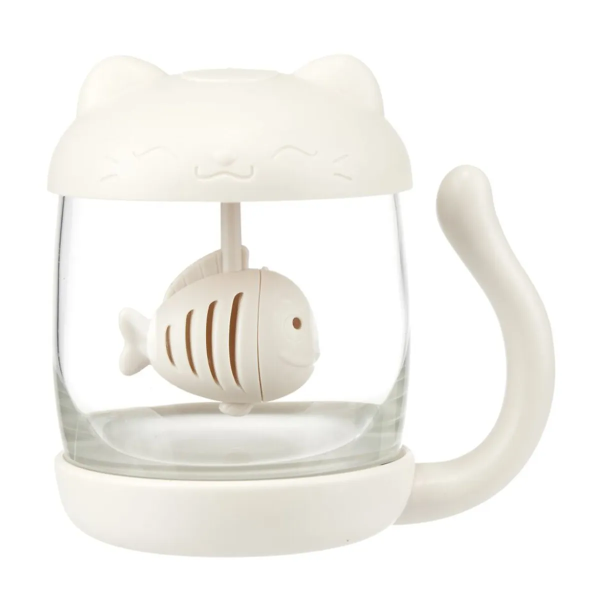 Tisanière 260ml en verre forme chat mignon blanc H11cm < Gifi Discount