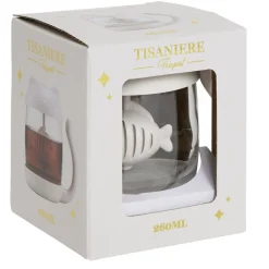 Tisanière 260ml en verre forme chat mignon blanc H11cm < Gifi Discount