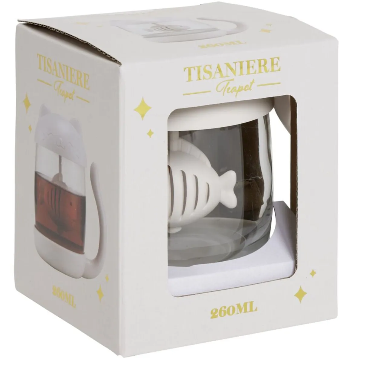 Tisanière 260ml en verre forme chat mignon blanc H11cm < Gifi Discount