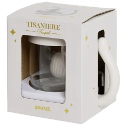 Tisanière 260ml en verre forme chat mignon blanc H11cm < Gifi Discount