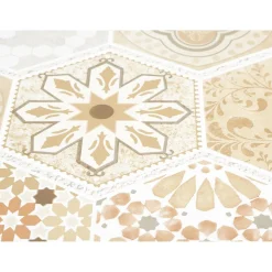 Toile cirée hexatile beige l140cm