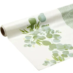 Toile cirée imprimé végétal vert blanc 140 cm