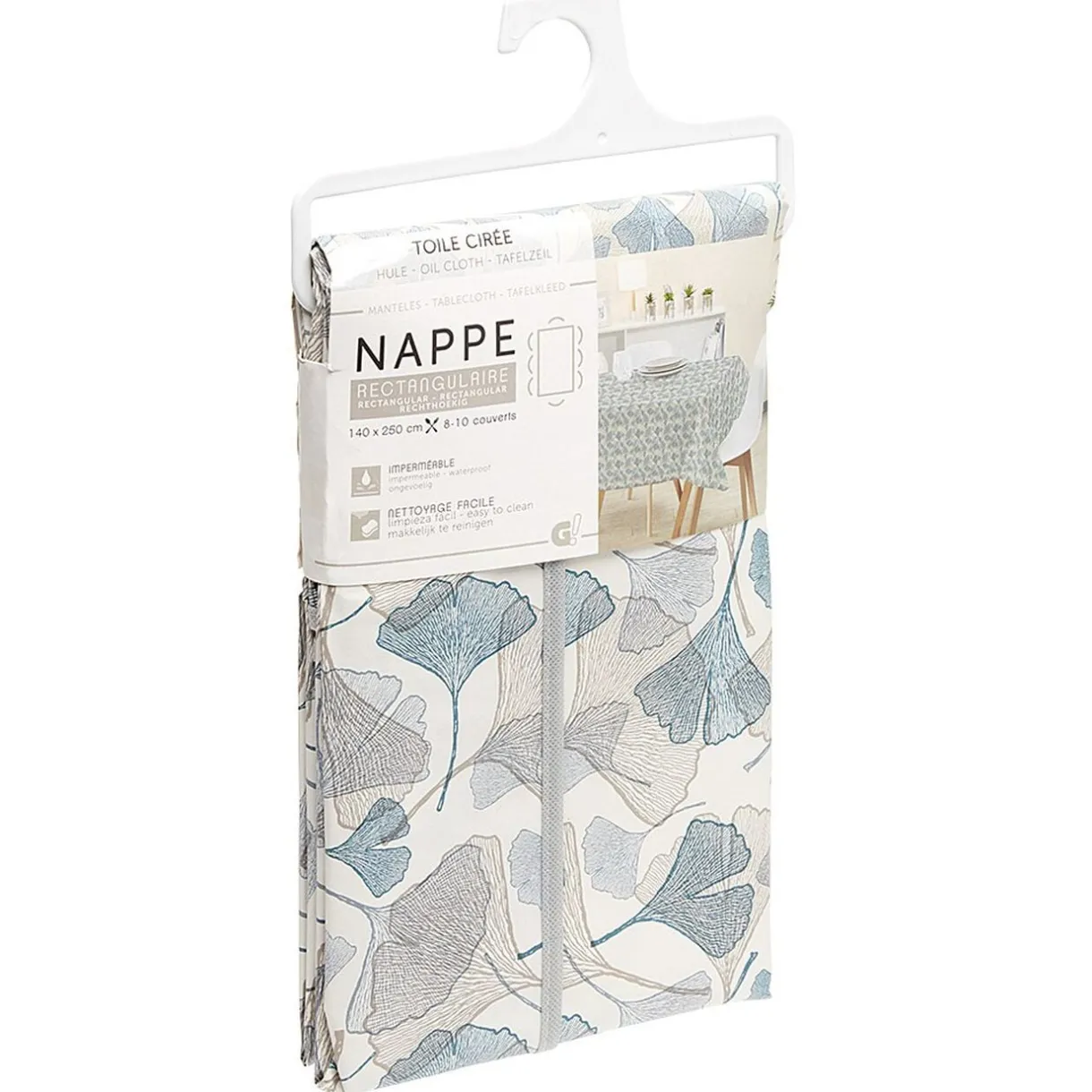 Toile cirée rectangulaire imprimée fleur pvc bleu et blanc < Gifi Hot