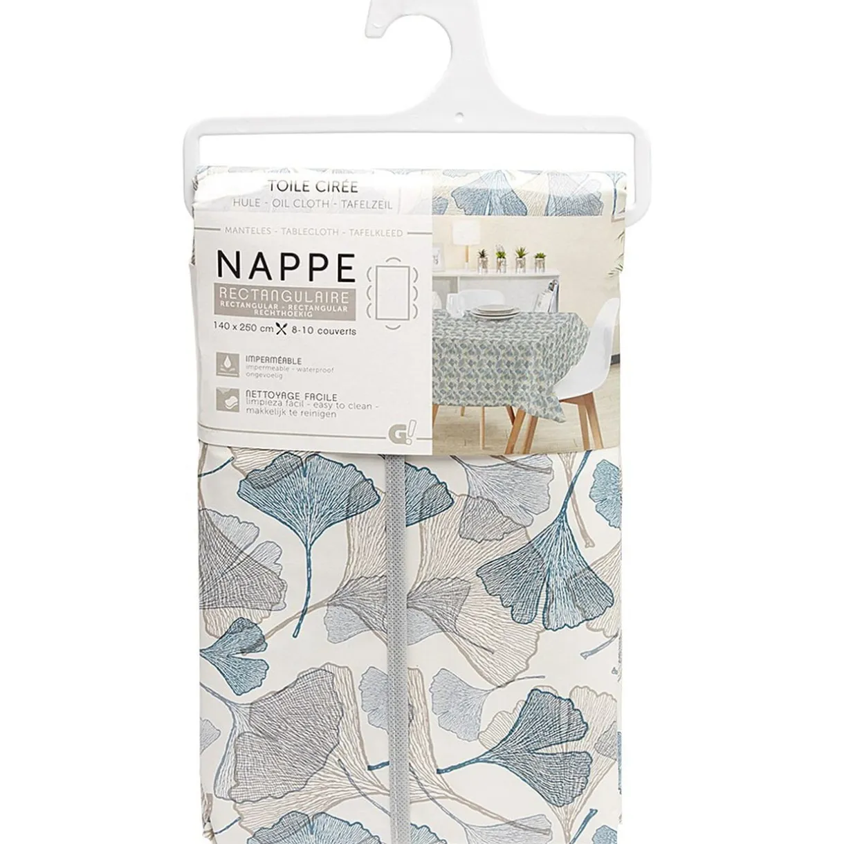 Toile cirée rectangulaire imprimée fleur pvc bleu et blanc < Gifi Hot