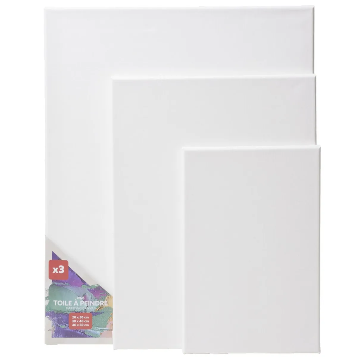 Toile à peindre blanche x3 sur châssis bois 3 tailles (20x30/30x40/40x50cm) < Gifi Best