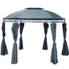 Tonnelle de jardin ronde Mathias 6 pieds métal et tissu gris UPF50+ Ø350xH270cm < Gifi Sale