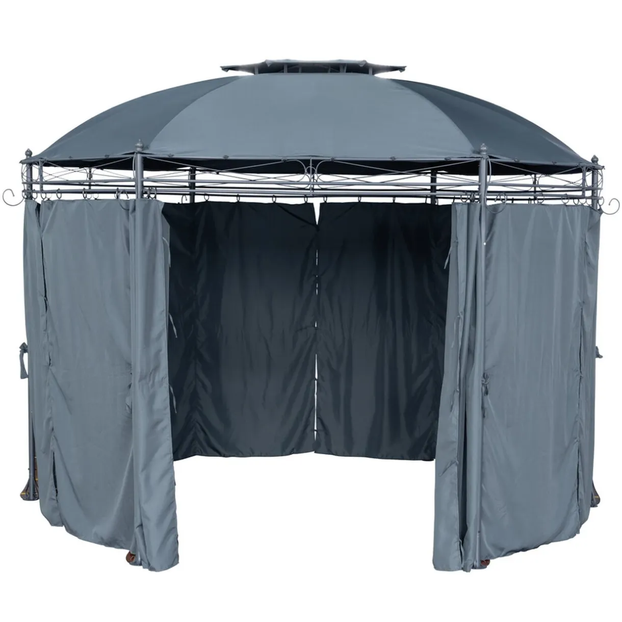 Tonnelle de jardin ronde Mathias 6 pieds métal et tissu gris UPF50+ Ø350xH270cm < Gifi Sale