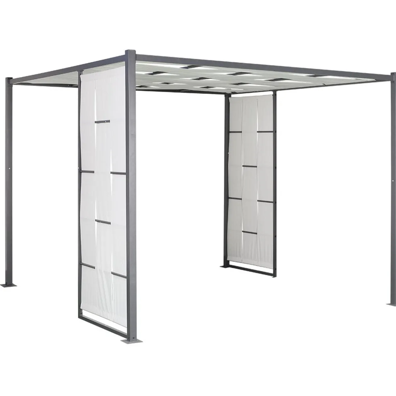 Tonnelle Osaka acier et polyester gris UPF50+ 300x300xH225cm 9m²