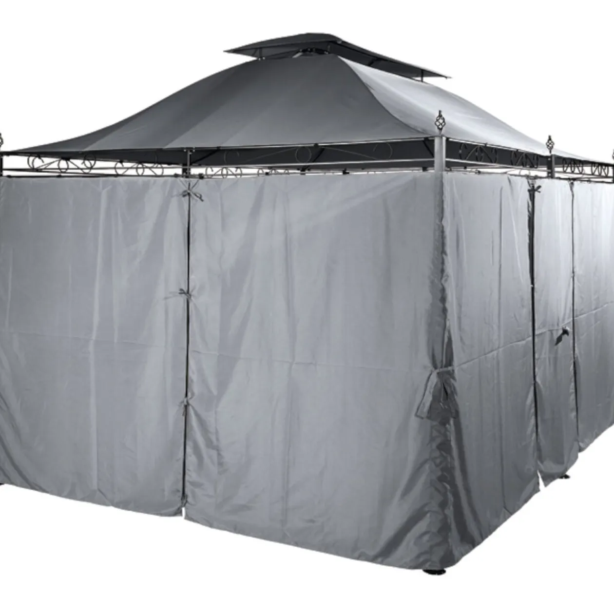 Tonnelle rectangulaire Sicile double toit grise UPF50+ 400x300xH287cm 12m²