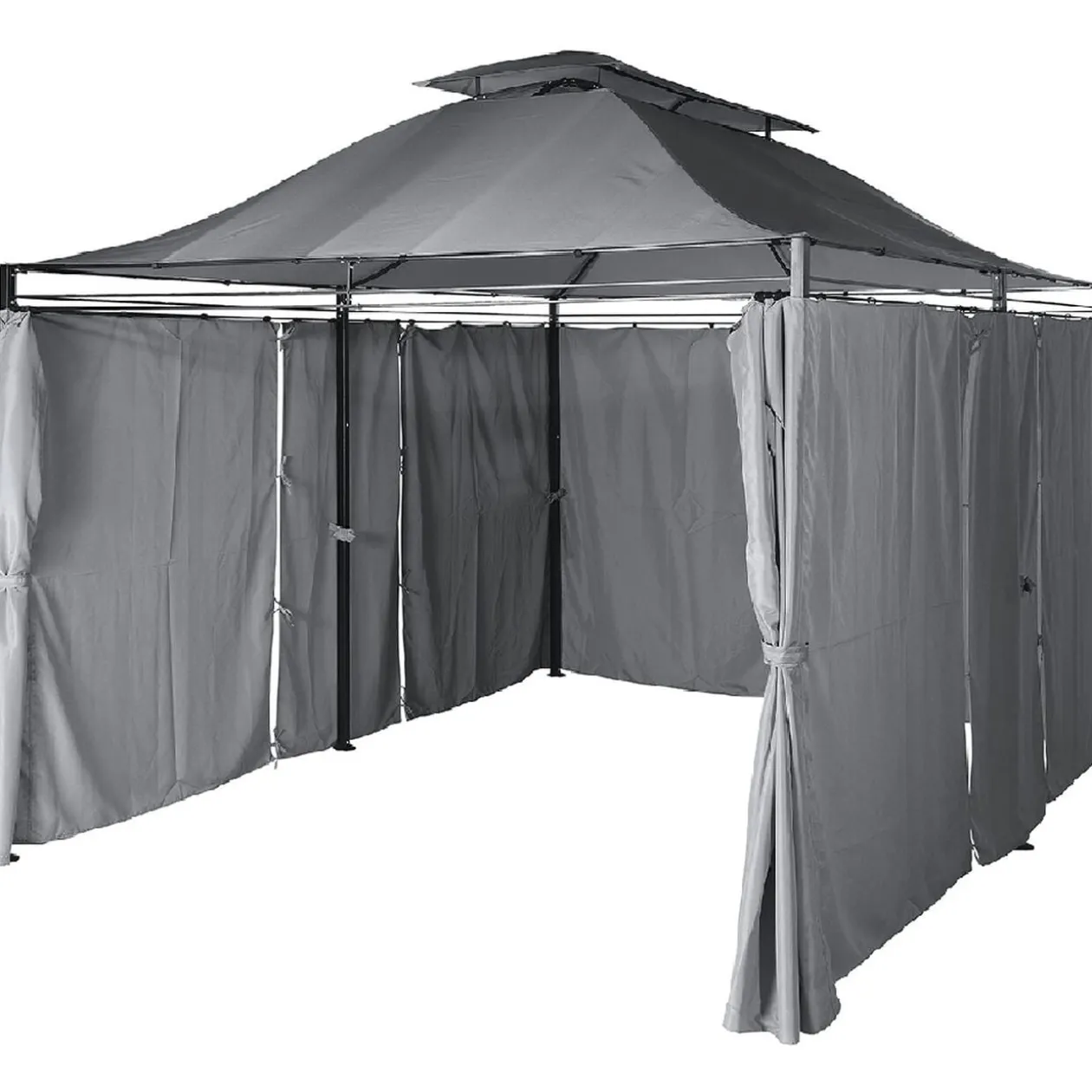 Tonnelle rectangulaire Sicile double toit grise UPF50+ 400x300xH287cm 12m²