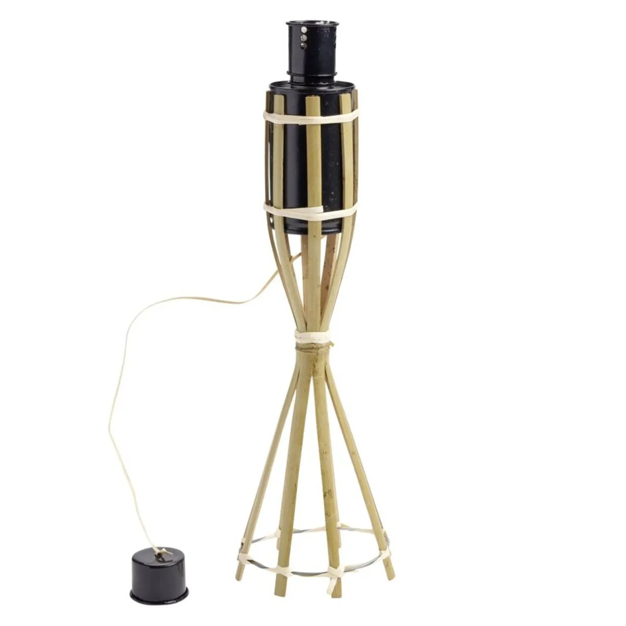 Torche à poser anti-insecte 1 mèche en bambou et métal Ø10xH39,5cm < Gifi Sale
