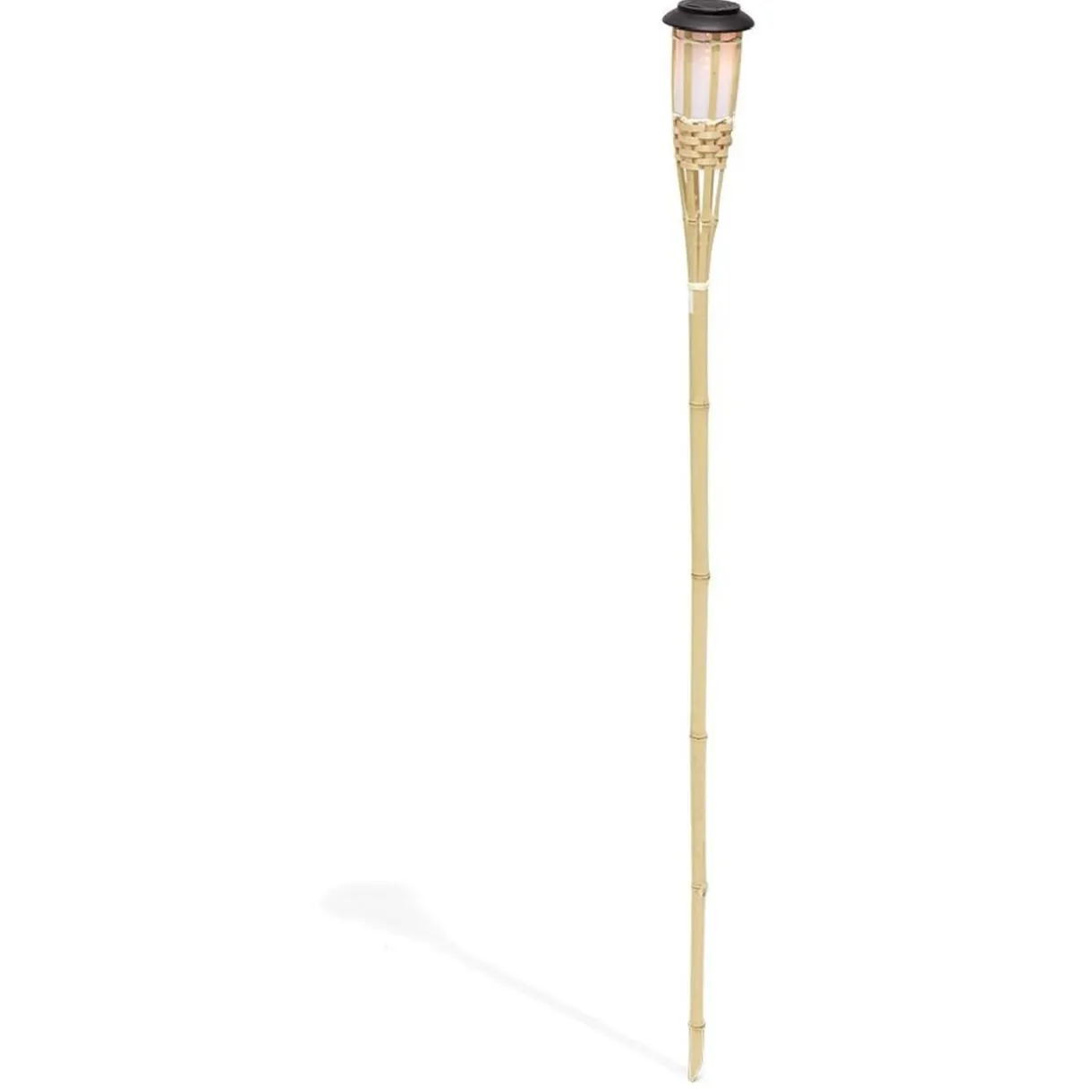 Torche solaire effet flamme 12 LED blanc chaud bambou H120cm < Gifi Best