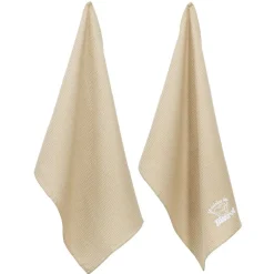Torchon brodé La cuisine du Bistrot beige x2 - 100% coton 45x70cm < Gifi Clearance