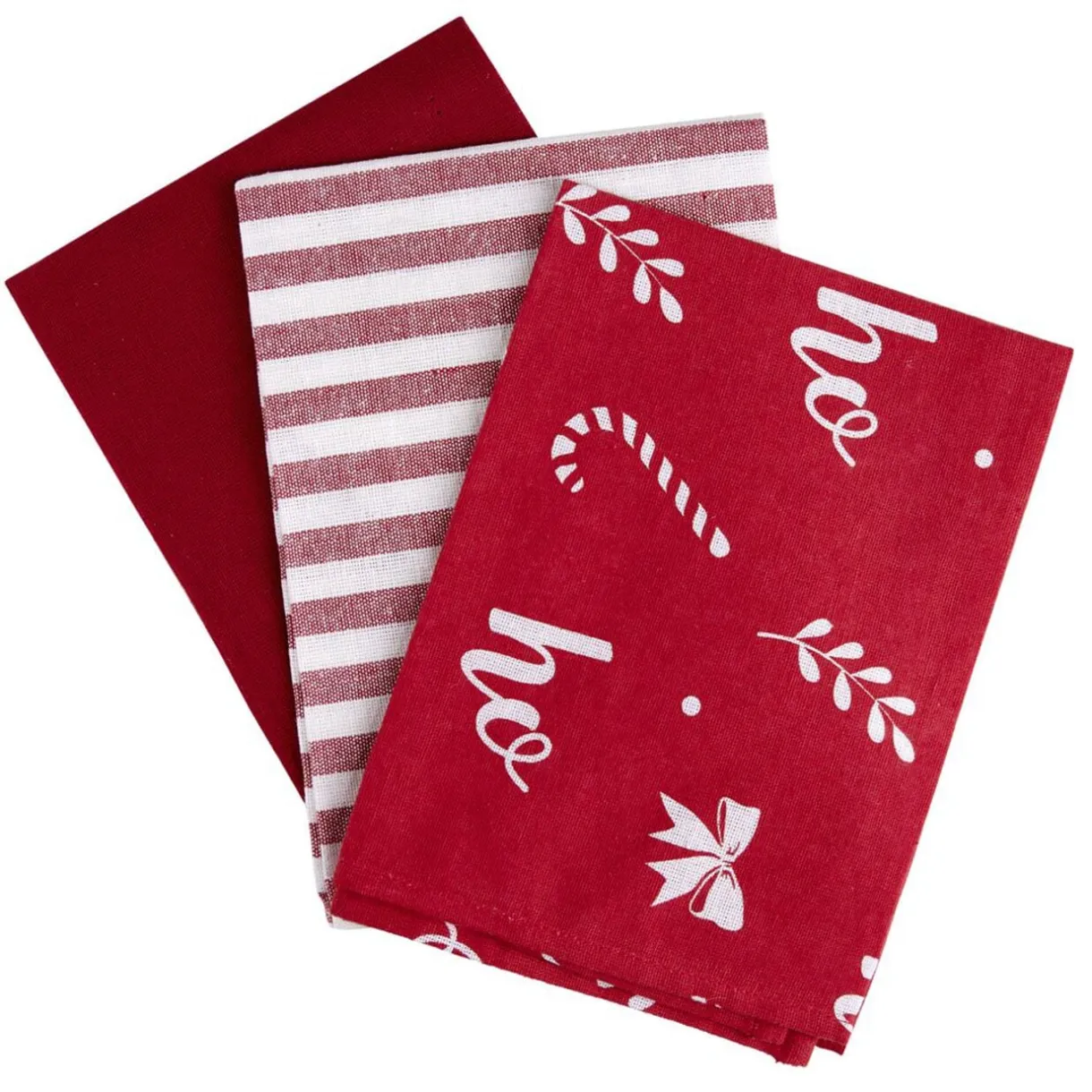 Torchon Noël x3 uni et à motif rouge et blanc 45x65cm < Gifi Best
