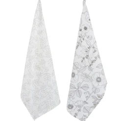 Torchon x2 coton beige motif végétal 45x65cm < Gifi Discount