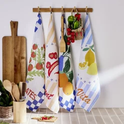 Torchon x2 coton Dolce Vita motif citrons et oranges 45x65cm < Gifi Discount