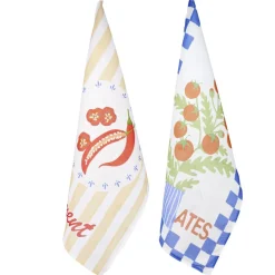 Torchon x2 coton motif tomates et piments 45x65cm < Gifi Outlet