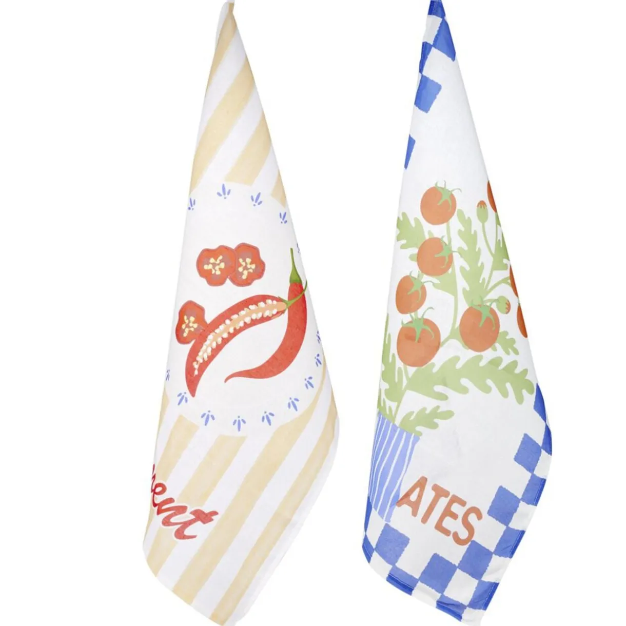 Torchon x2 coton motif tomates et piments 45x65cm < Gifi Outlet