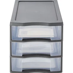 Tour de rangement A4 3 tiroirs grise et transparente 12L