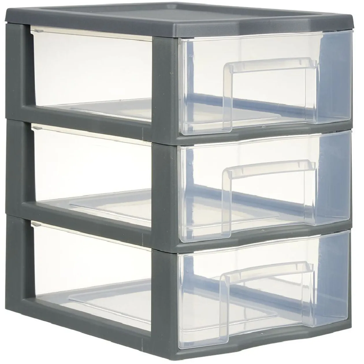 Tour de rangement A5 3 tiroirs grise et transparente 6 L