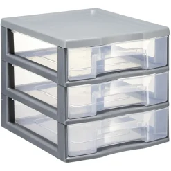 Tour de rangement 3 tiroirs format A6 gris