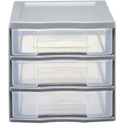 Tour de rangement 3 tiroirs format A6 gris