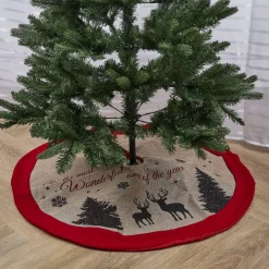 Tour de sapin en jute motif de Noël