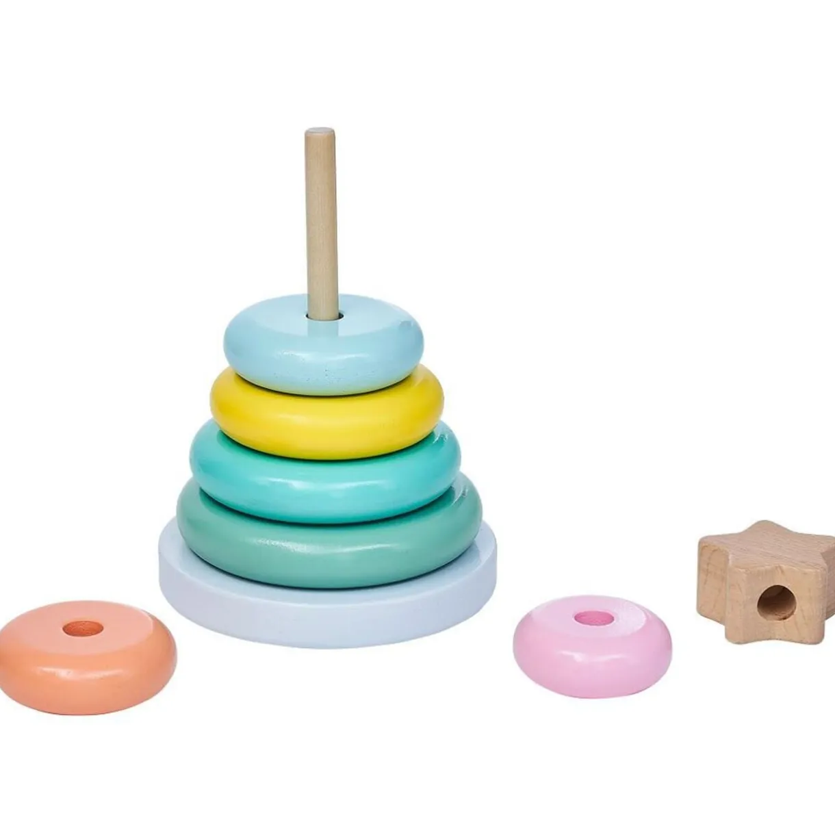 Tour empilable anneaux colorés en bois < Gifi New