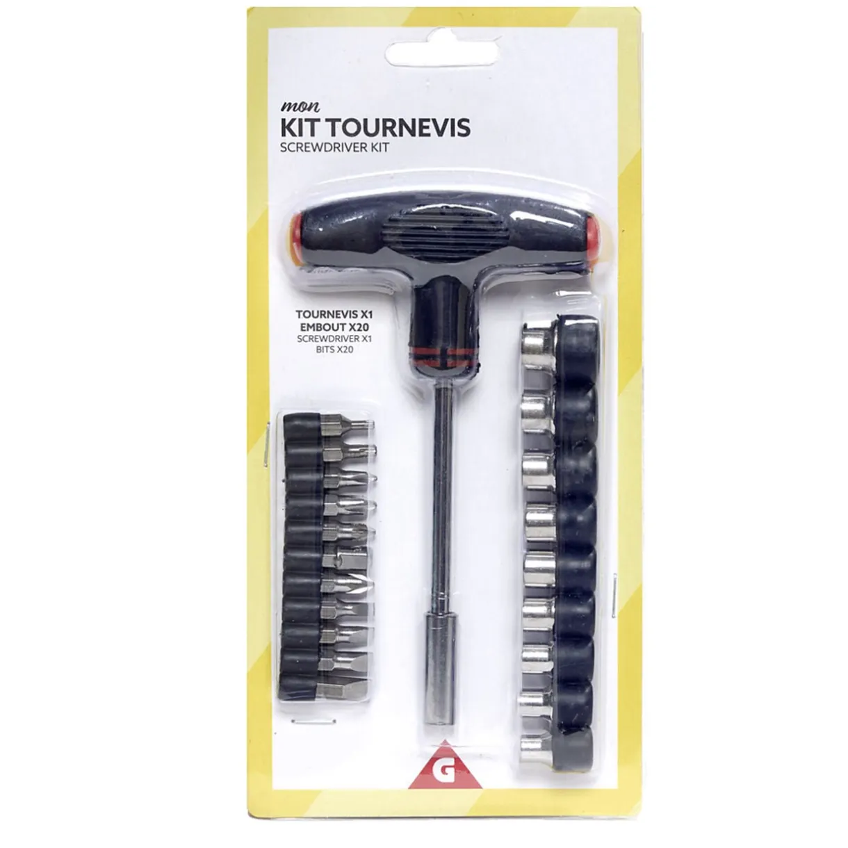 Tournevis à poignée en T avec 20 embouts H15cm < Gifi New