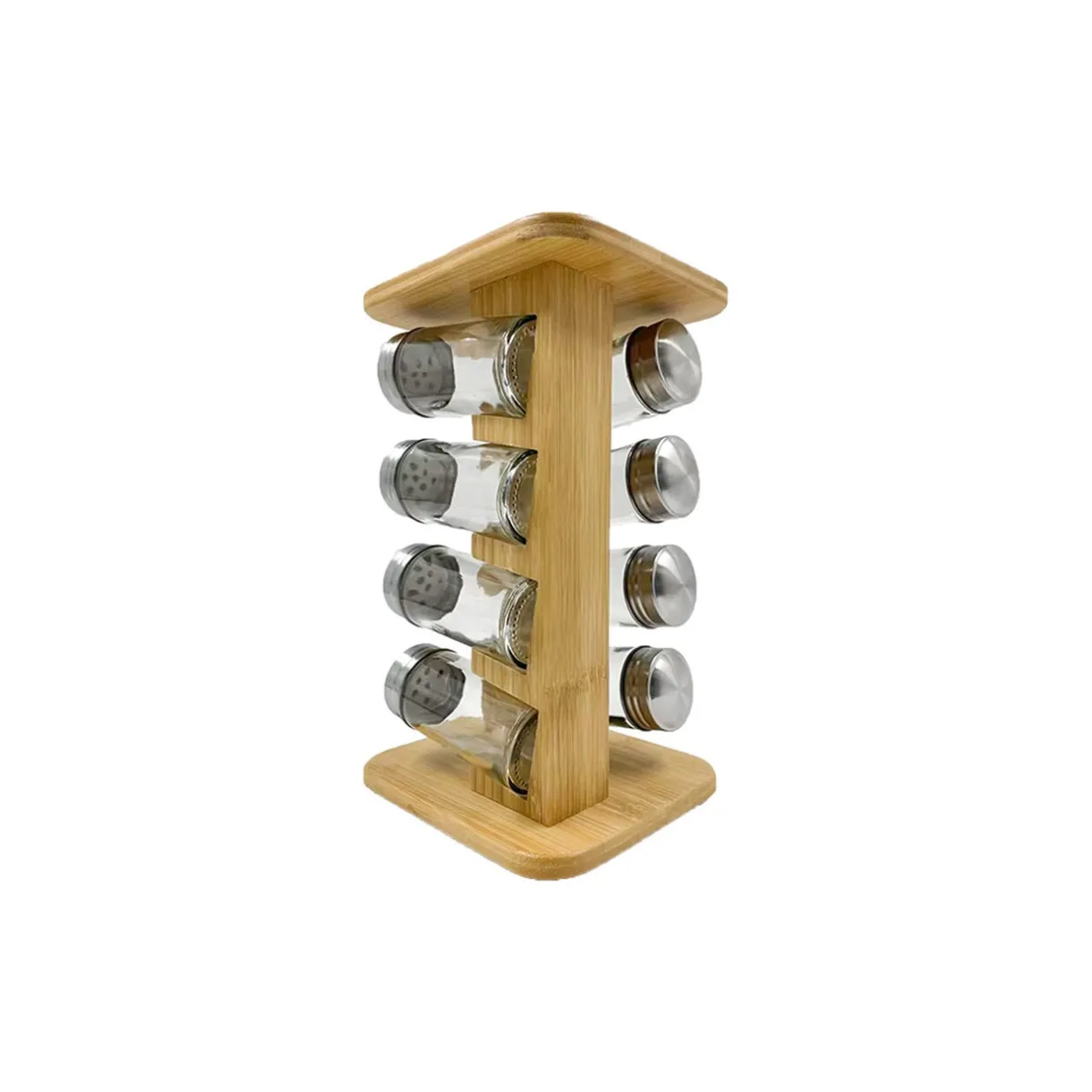 Tour à épices bambou et 8 pots en verre < Gifi Clearance