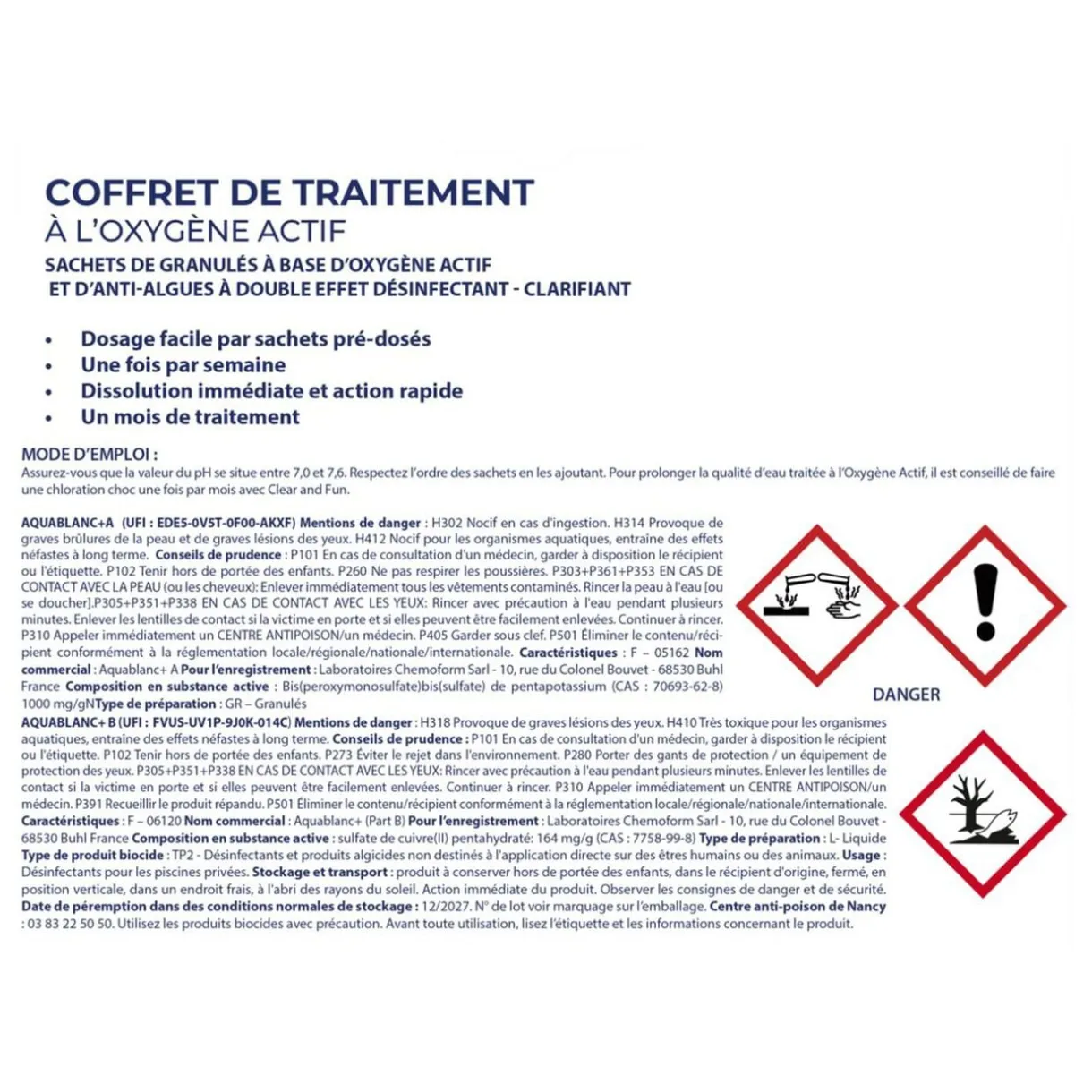 Traitement à l'oxygène actif pour piscine hors-sol 4-12m3 < Gifi New