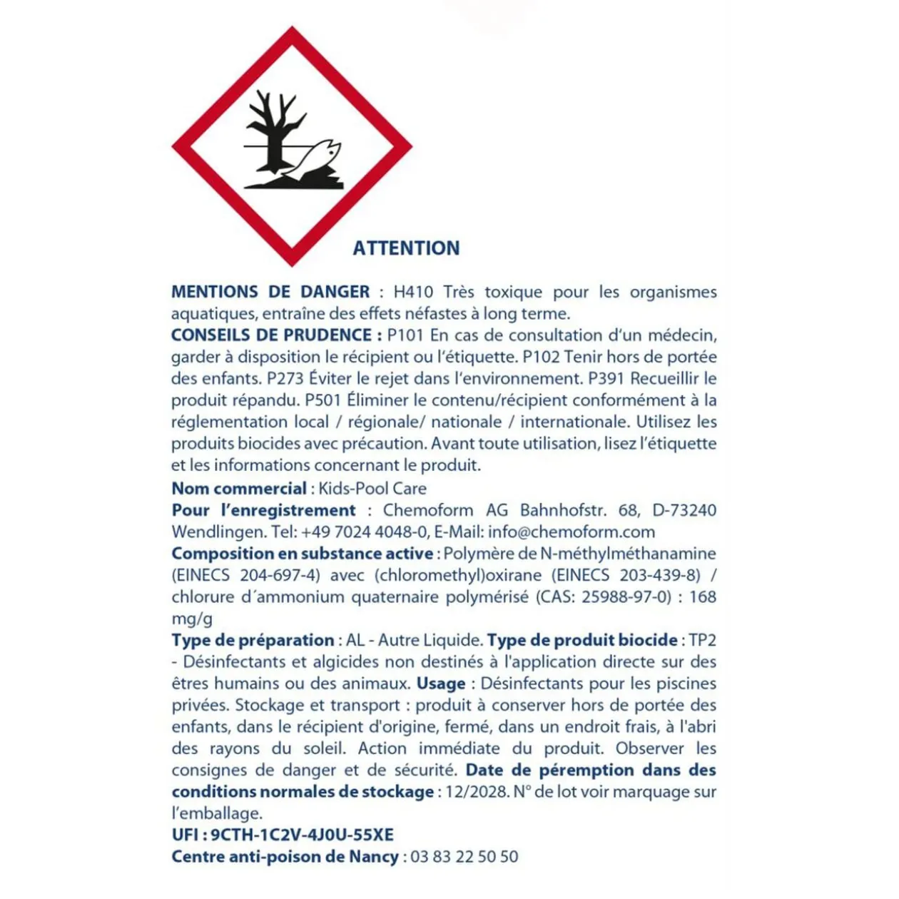 Traitement sans chlore pour piscine sans filtration < 1,2 m3