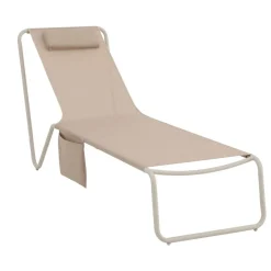 Transat Faro acier et textilène beige 187x62xH84cm < Gifi Online