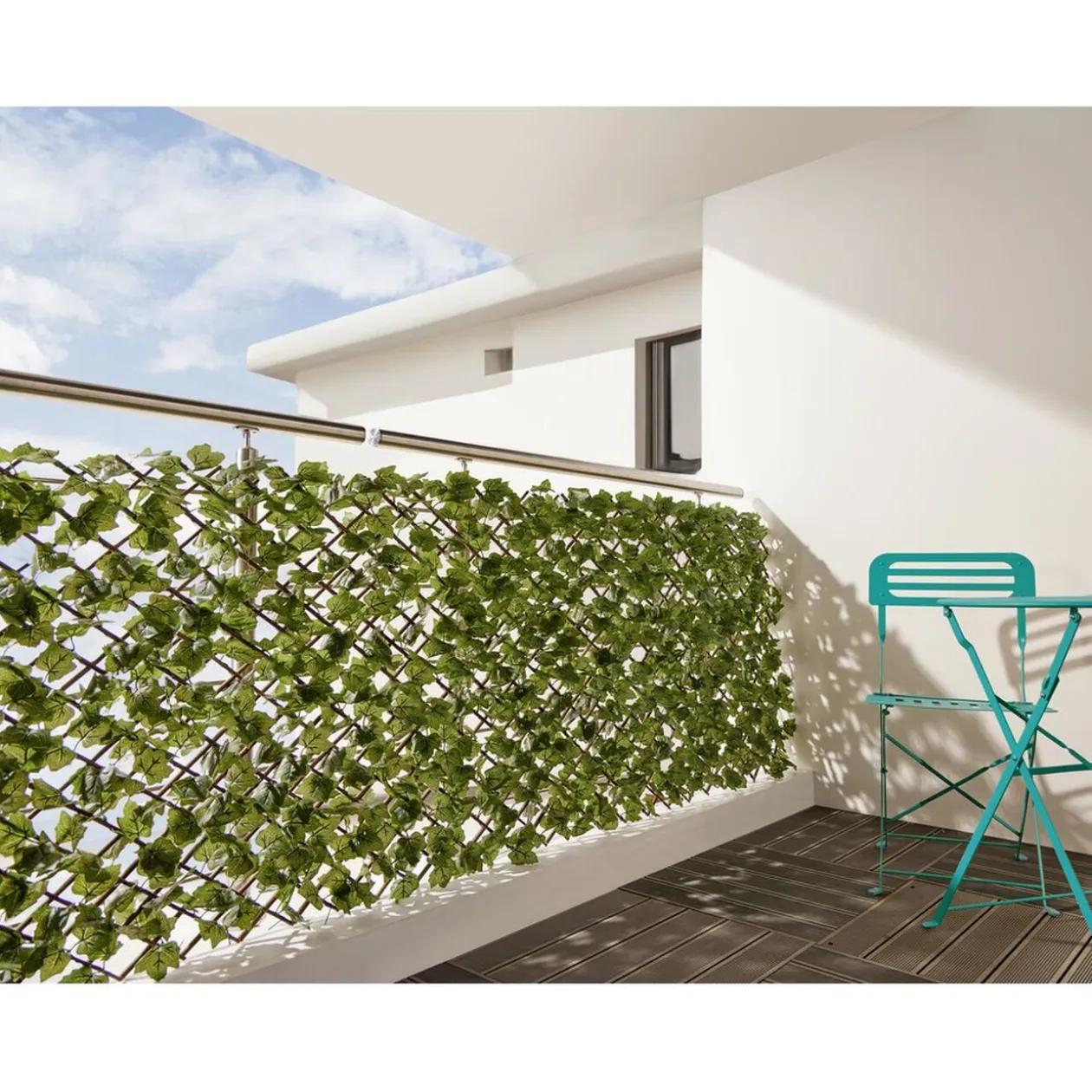 Treillis extensible avec feuillage artificiel vert 200xH100cm