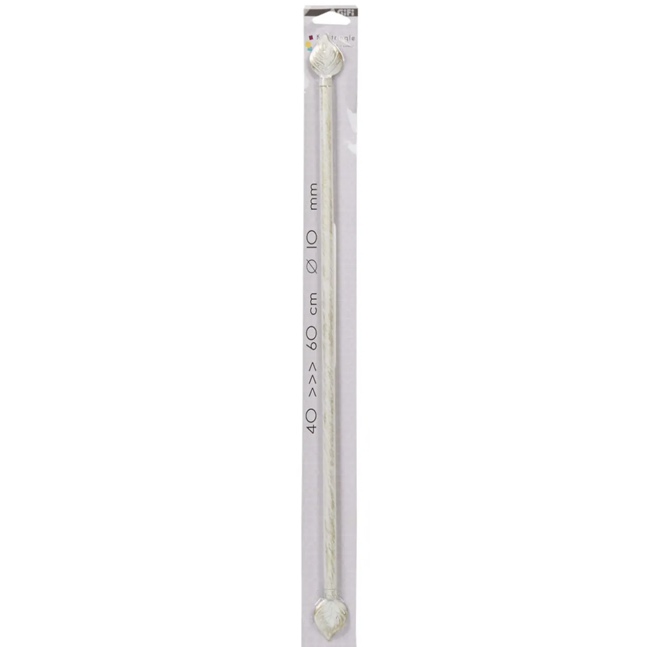 Tringle à vitrage Extensible 40-60 cm embout feuille blanc vieilli