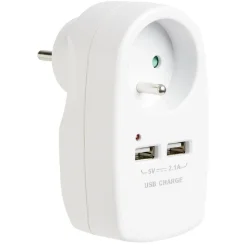 Triplite 1 prise 2 usb blanche