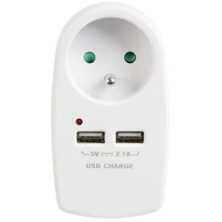 Triplite 1 prise 2 usb blanche