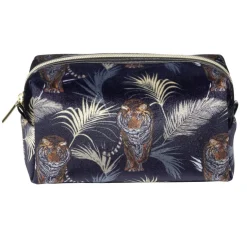 Trousse de toilette bleu marine motif exotique feuillages et tigres 12x10xH9cm < Gifi New